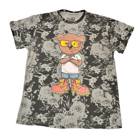 Fresh Laundry Teddy Bear Floral AOP T-Shirt Mens‎ Large - Picture 1 of 8